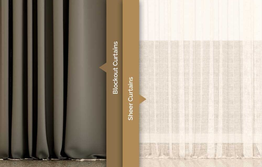 Blockout Curtains vs Sheer Curtains Perth Modern Perth living room showcasing blockout curtains and sheer curtains for light control and privacy