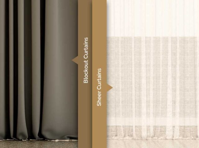 Blockout Curtains vs Sheer Curtains Perth Modern Perth living room showcasing blockout curtains and sheer curtains for light control and privacy